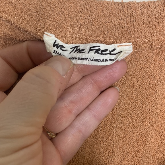 We The Free | Caramel Tan Long Sleeve Textured Waffle Henley Shirt Brown Buttons - Picture 4 of 6